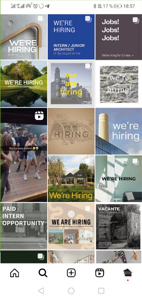 Many announcement of jobs in sustainable architecture